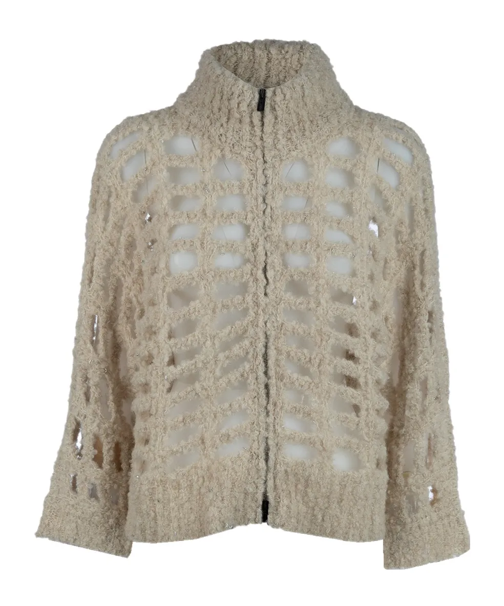 High-Neck Knitted Cardigan