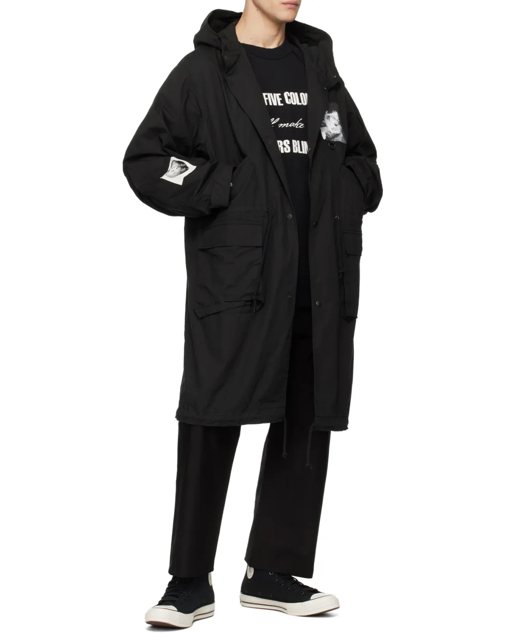 Graphic-Print Parka Coat