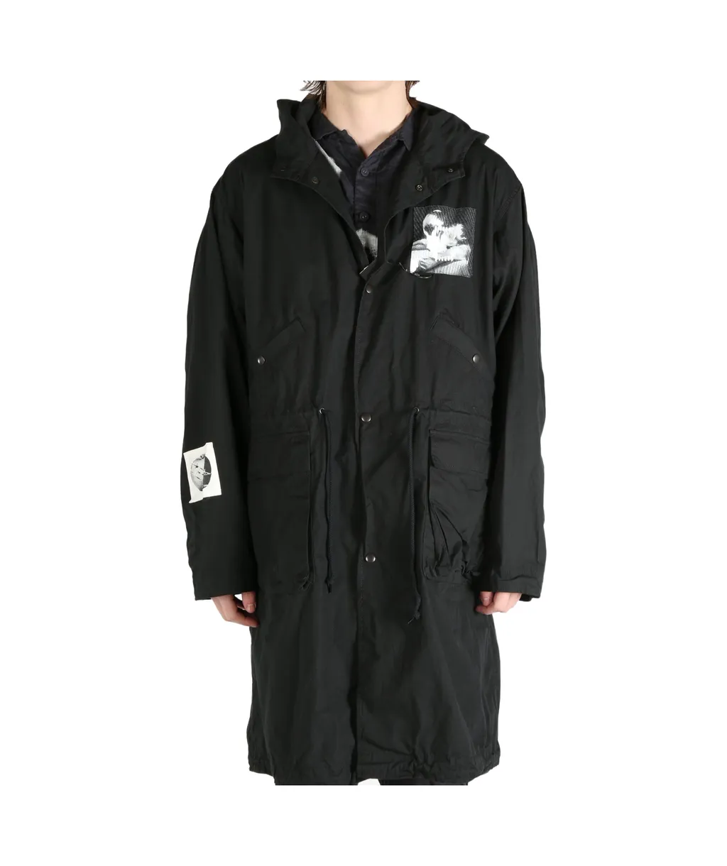 Graphic-Print Parka Coat