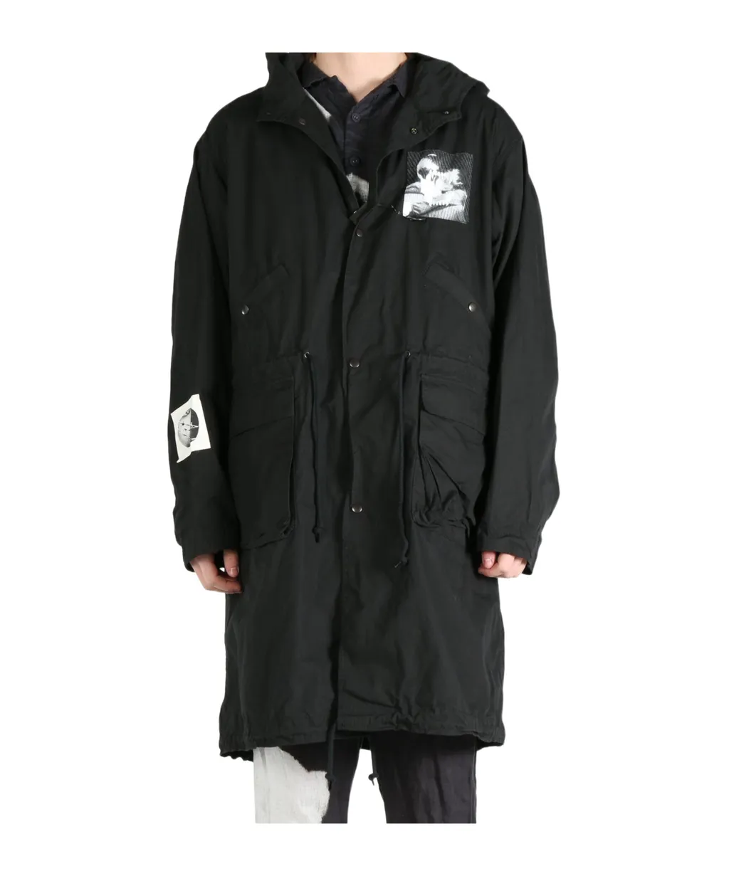 Graphic-Print Parka Coat