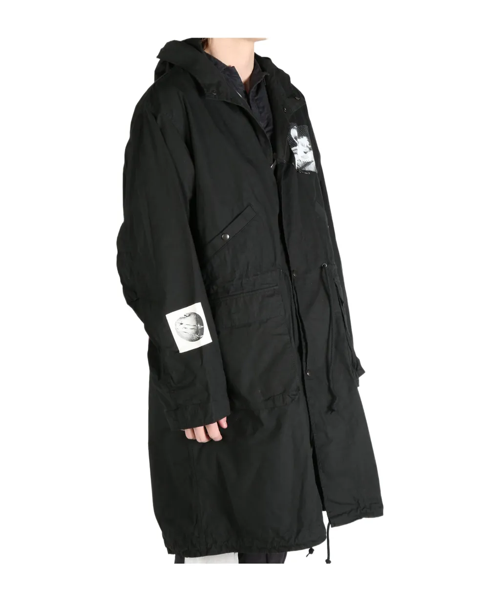 Graphic-Print Parka Coat