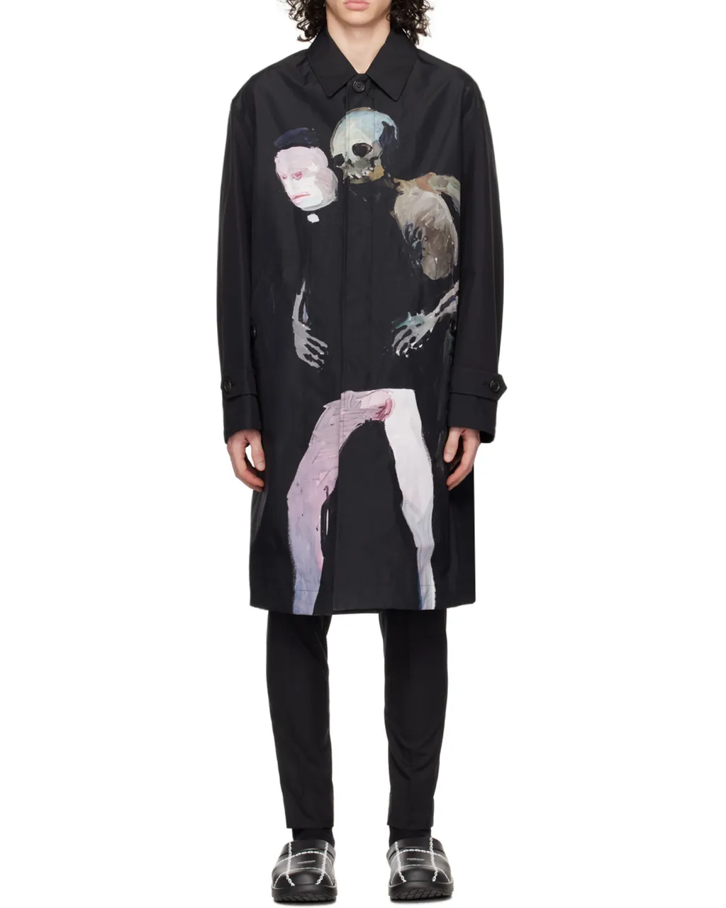 Graphic-Print Parka Coat