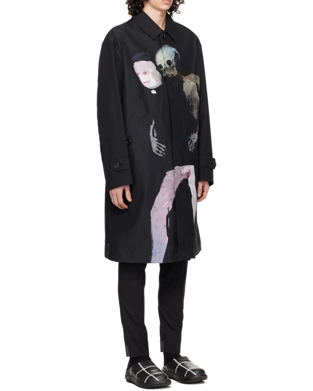 Graphic-Print Parka Coat