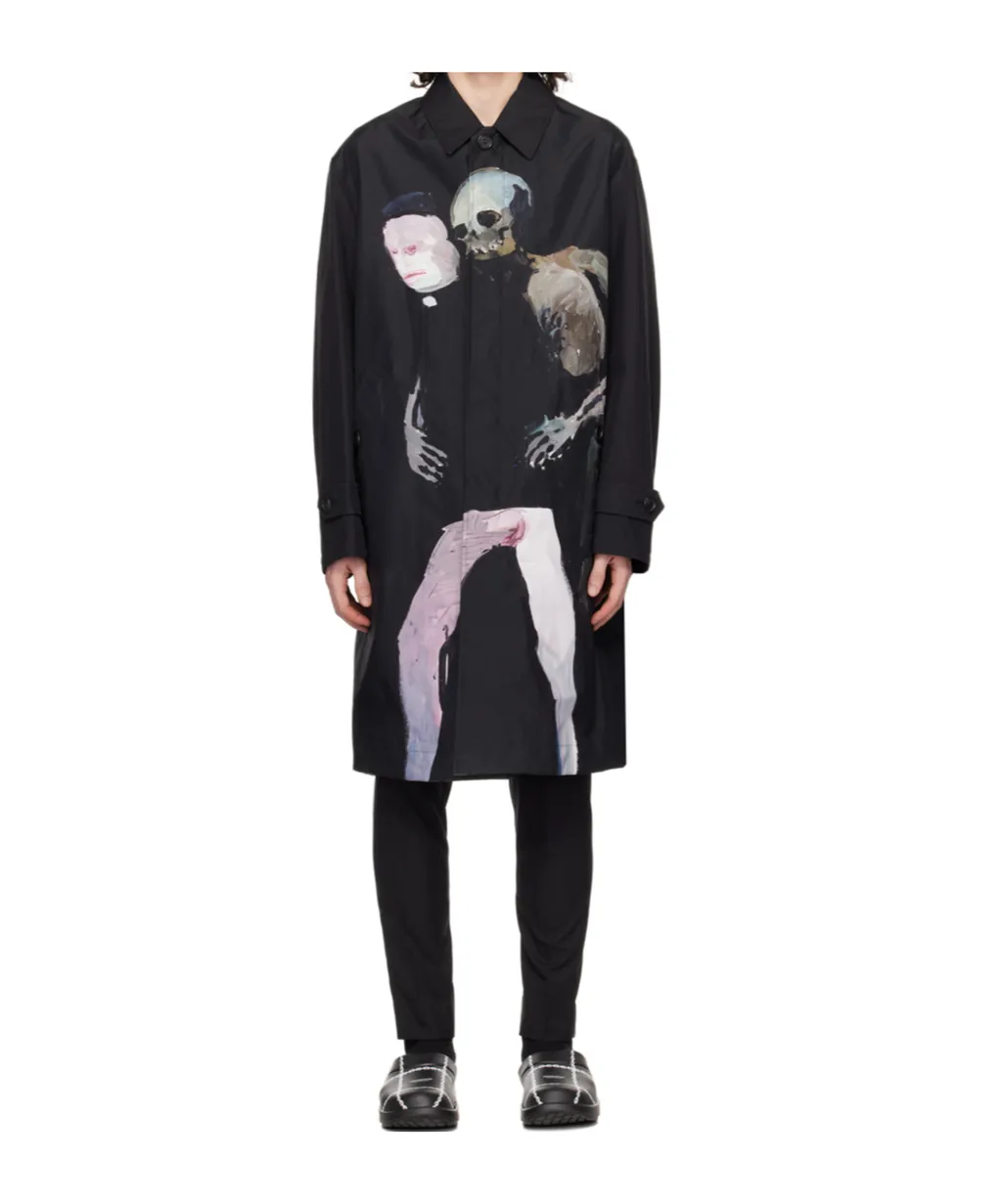 Graphic-Print Parka Coat