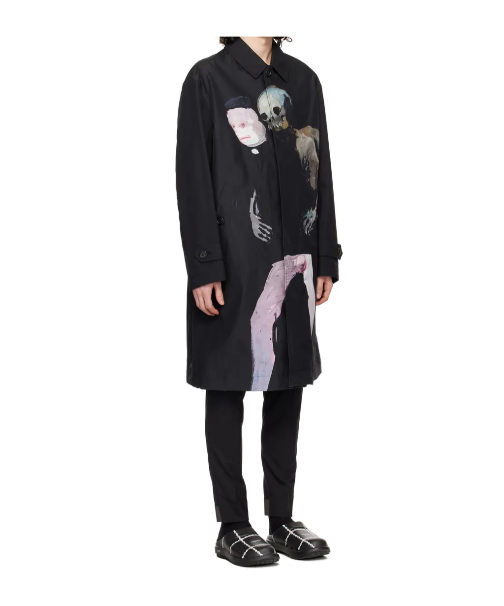 Graphic-Print Parka Coat