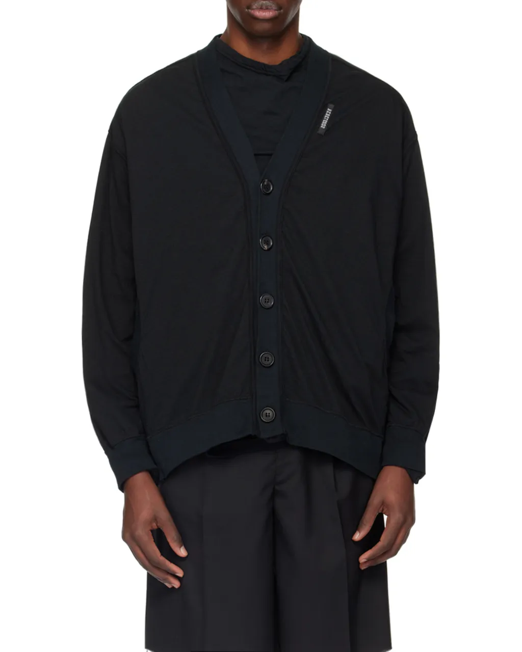 Y-Neck Button Cardigan