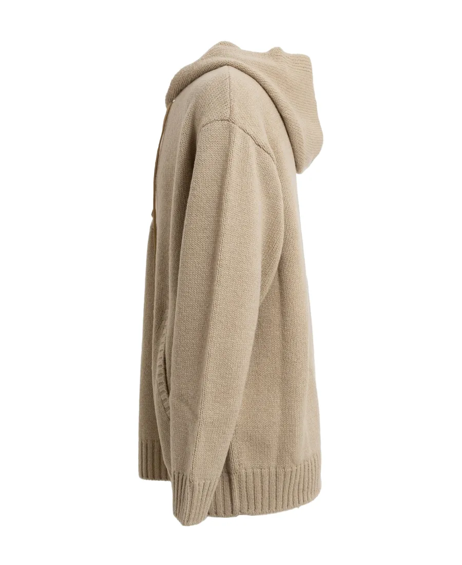Lace-Up Knitted Hoodie
