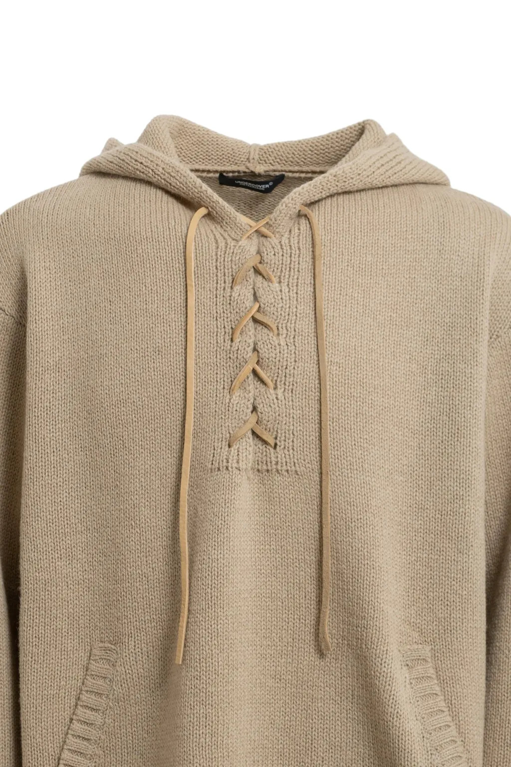 Lace-Up Knitted Hoodie