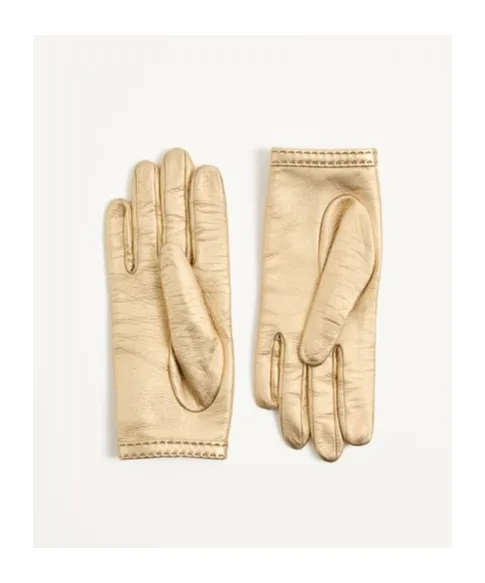 Open-Fingered Metallic Leather Gloves