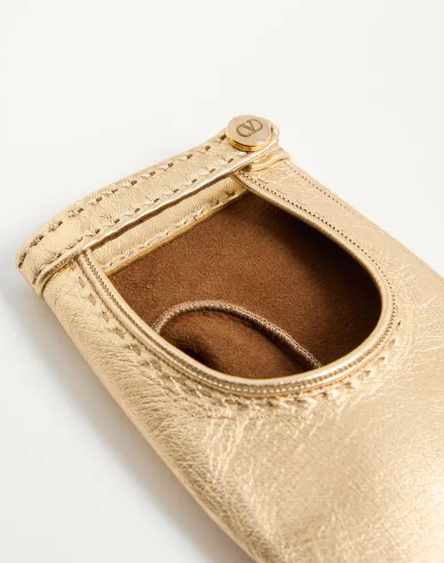 Open-Fingered Metallic Leather Gloves