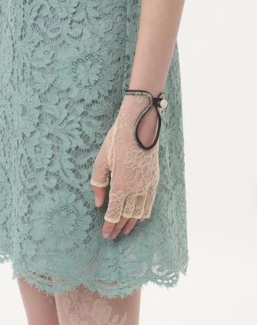 Vlogo Signature Biker Gloves In Lace And Leather