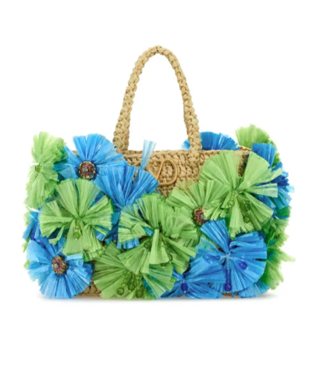 Vlogo Plaque Floral Embellished Tote Bag