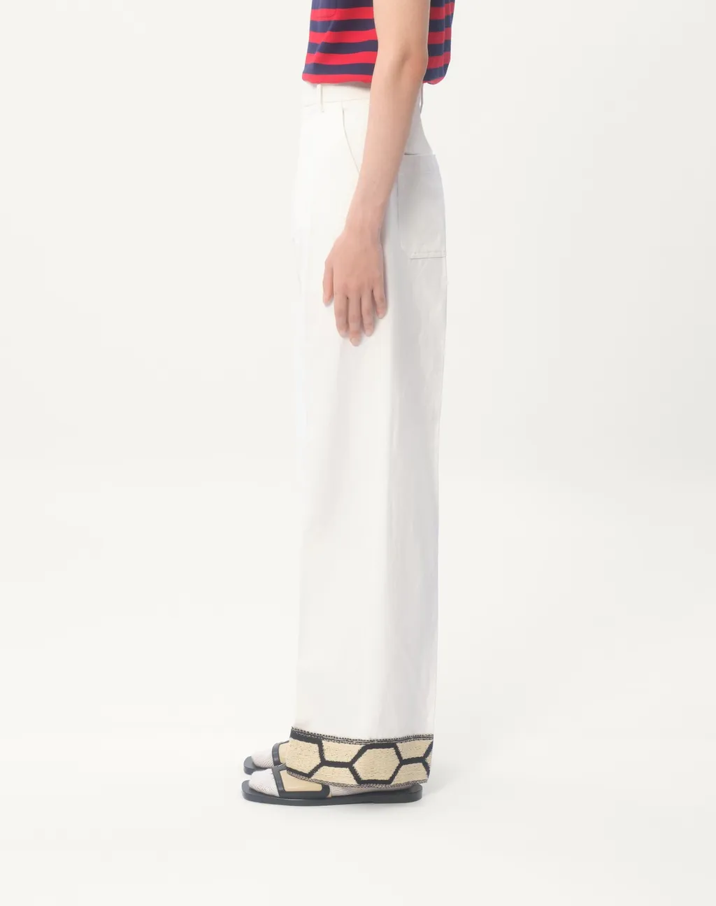 Embroidered Hem Wide Leg Pants