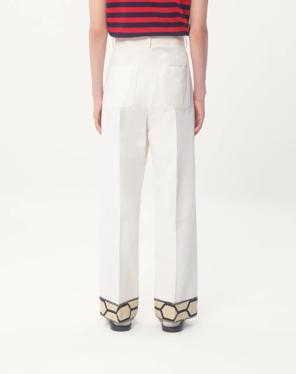 Embroidered Hem Wide Leg Pants