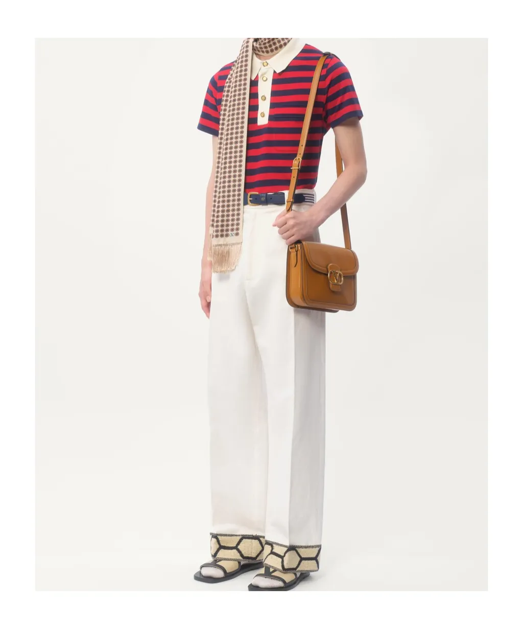 Embroidered Hem Wide Leg Pants