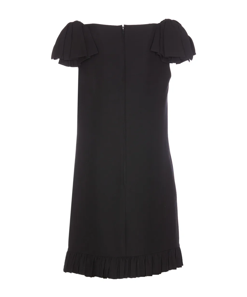 Crepe Couture Flared Hem Mini Dress