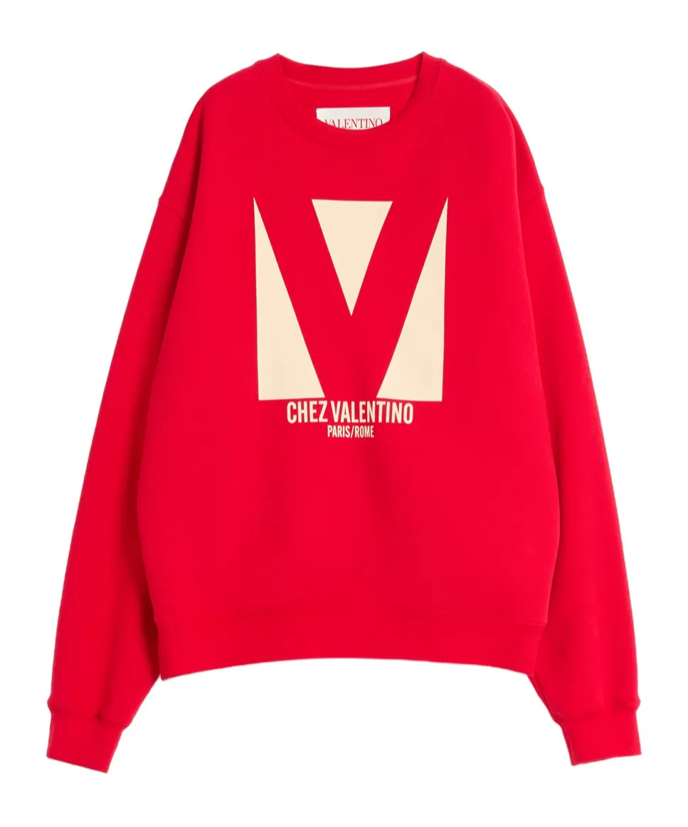 Chez Valentino Printed Crewneck Sweatshirt
