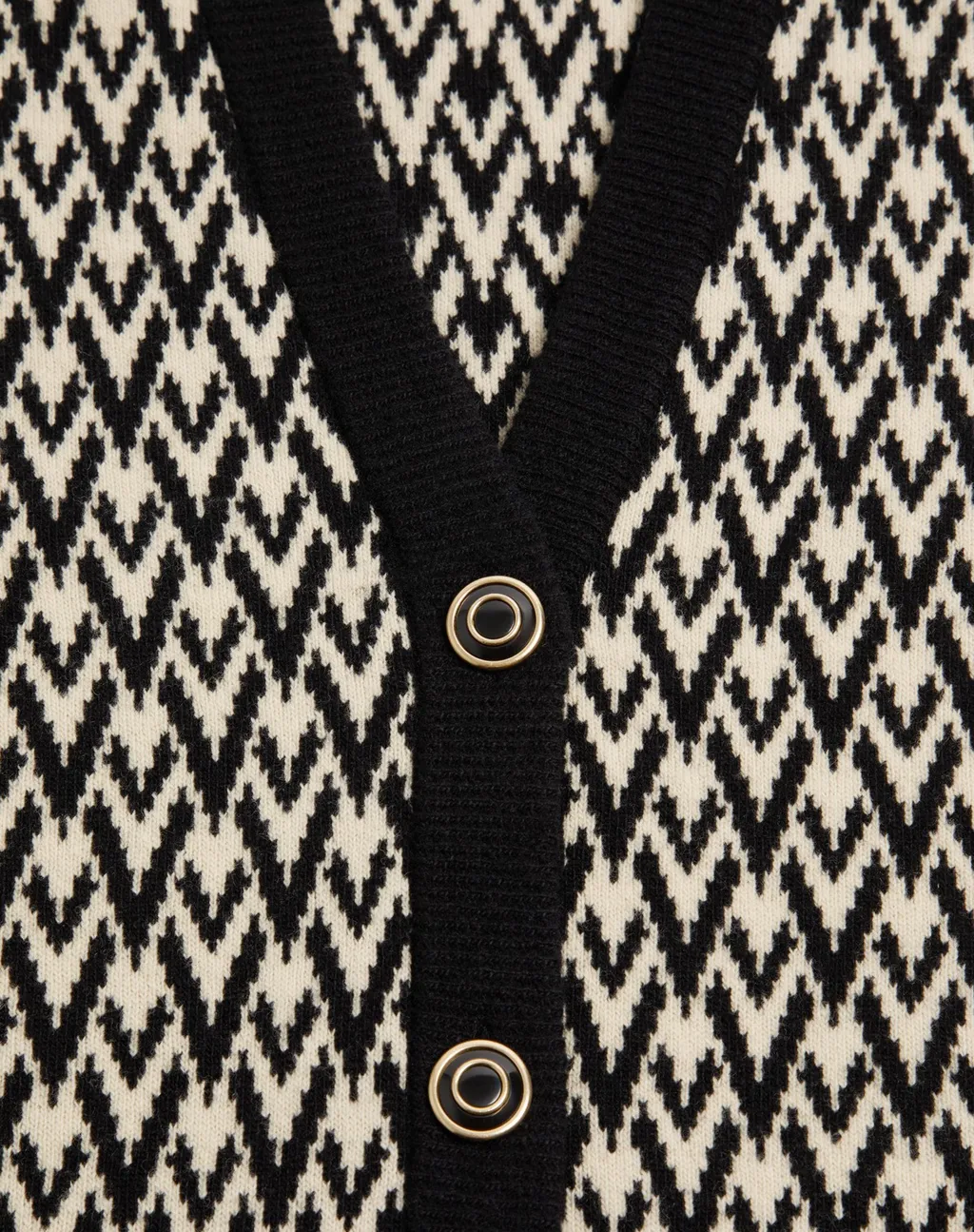 Monogram V-Neck Button-Up Cardigan