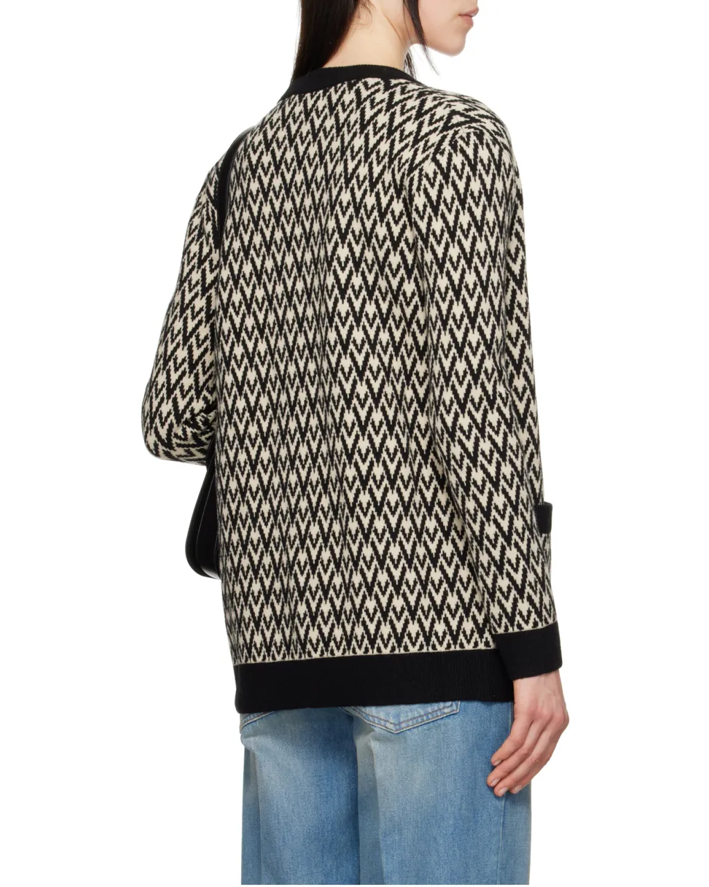 Monogram V-Neck Button-Up Cardigan