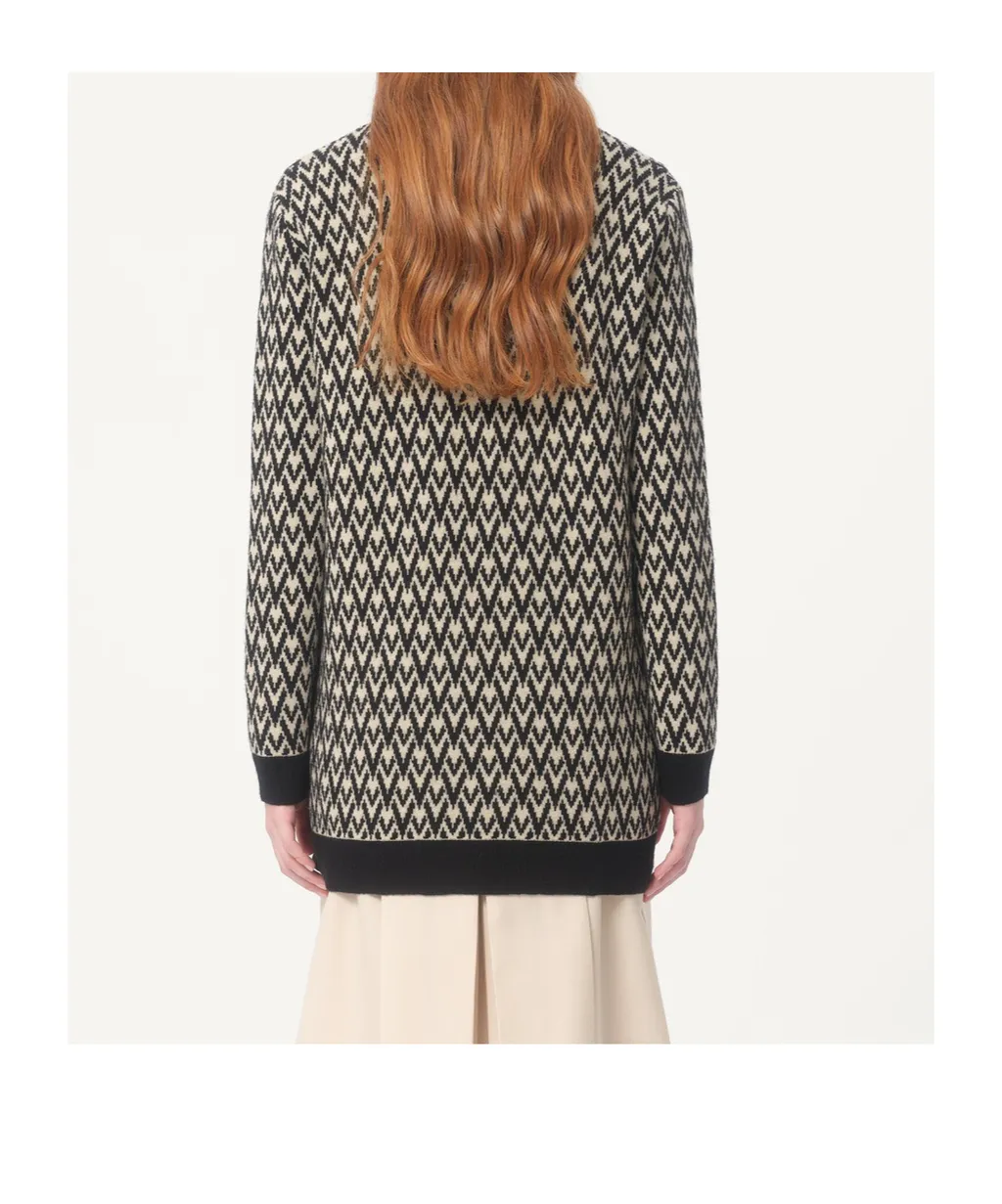 Monogram V-Neck Button-Up Cardigan