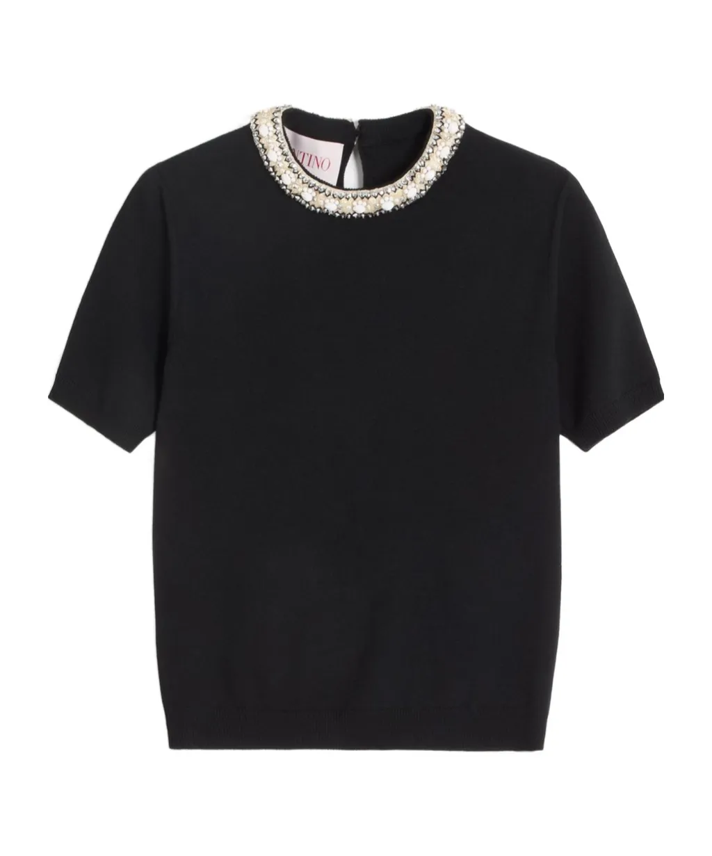 Embellished Crewneck Knitted Top