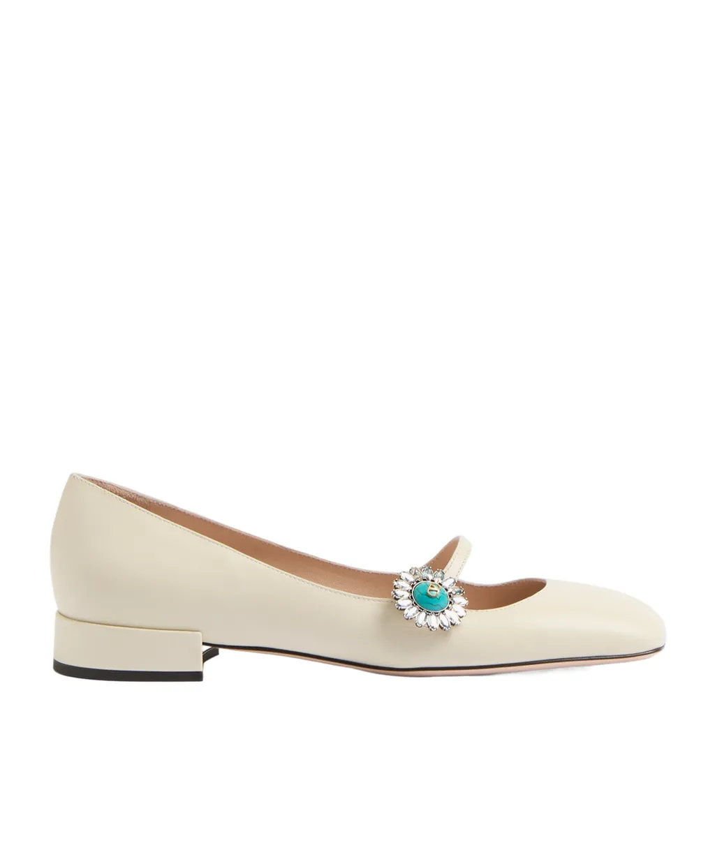 Preshows Embellished Square Toe Ballet Flats