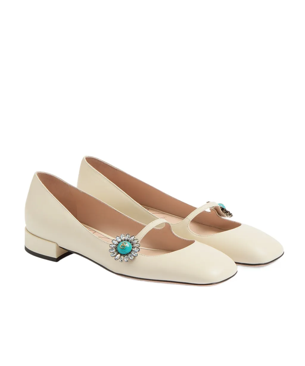 Preshows Embellished Square Toe Ballet Flats