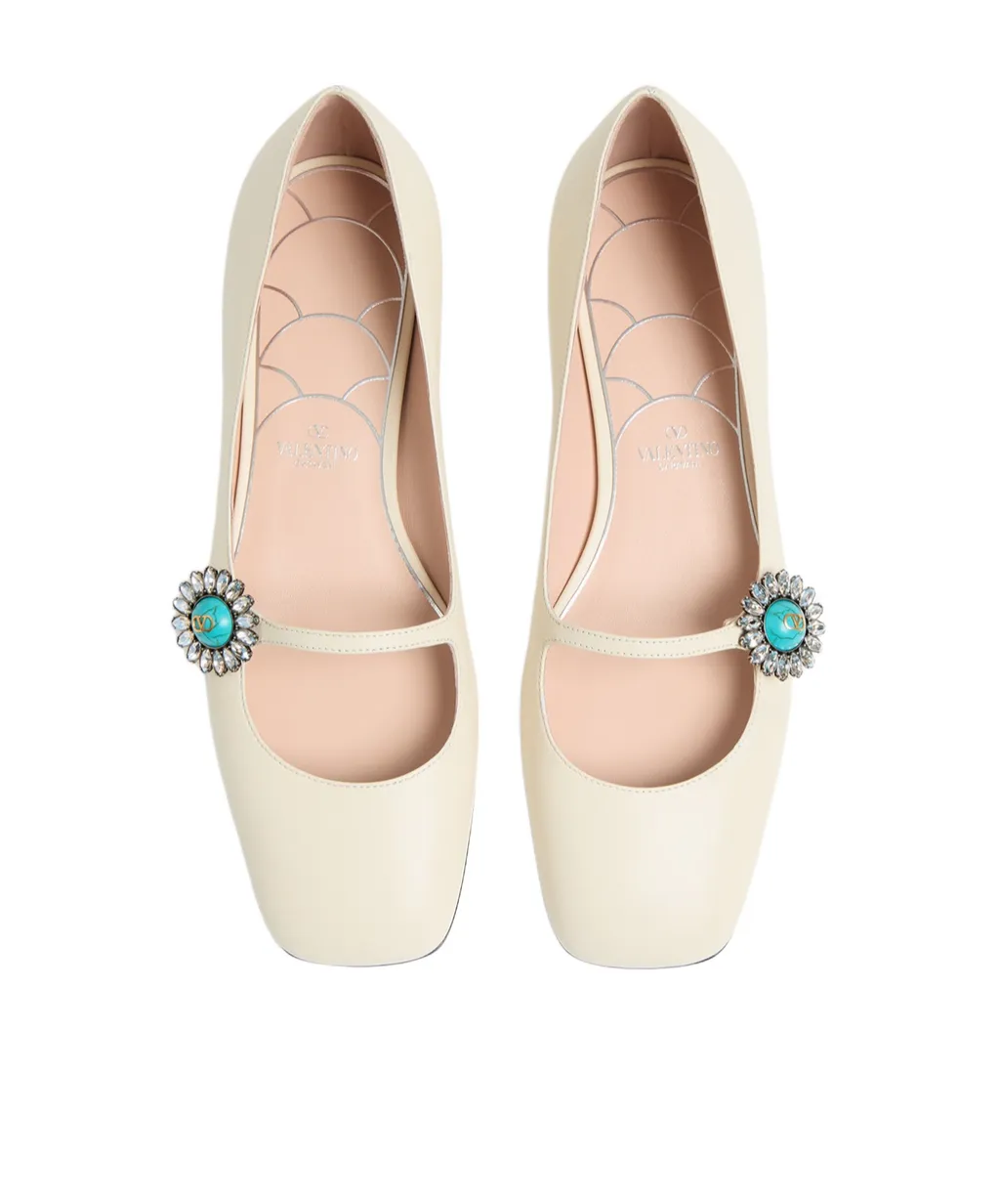 Preshows Embellished Square Toe Ballet Flats