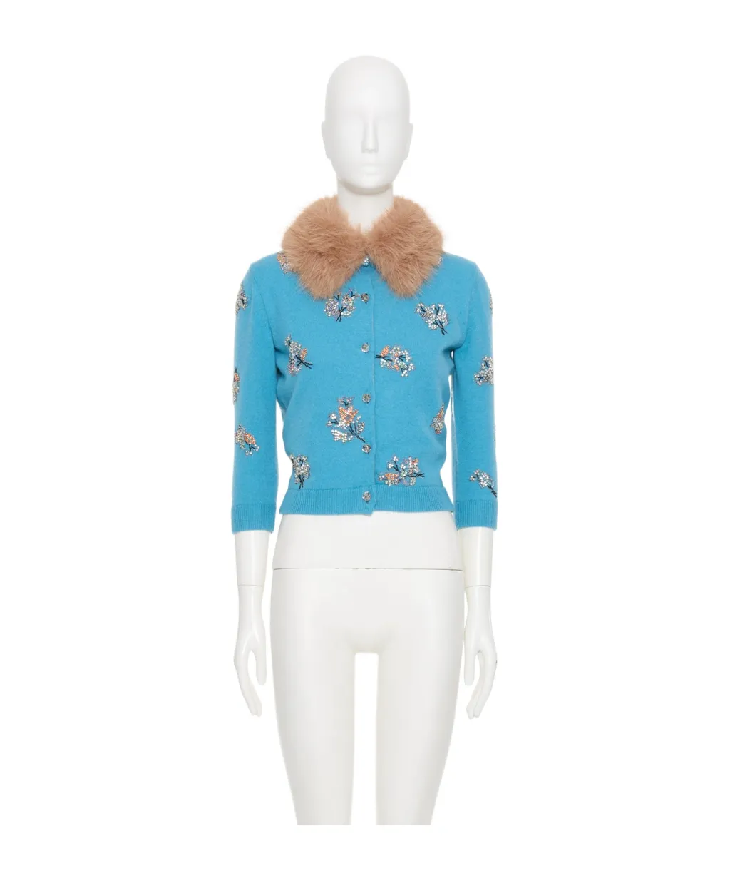 Embellished Three-Quarter-Sleeved Cardigan