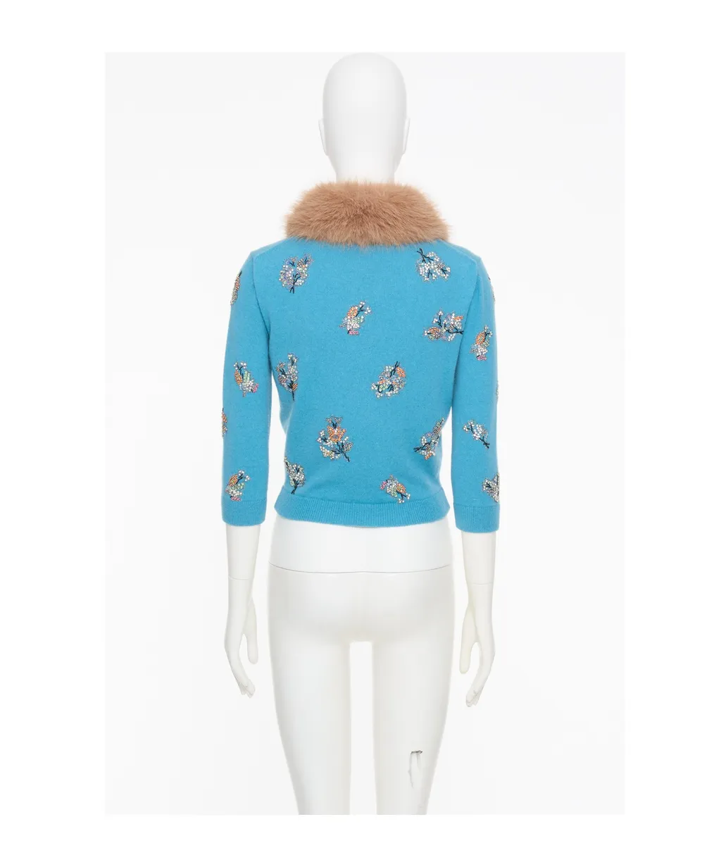 Embellished Three-Quarter-Sleeved Cardigan