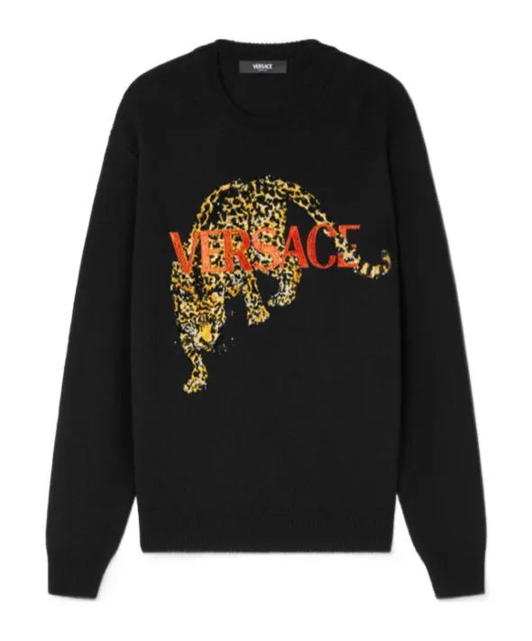 Leopard Patterned Knitted Jumper