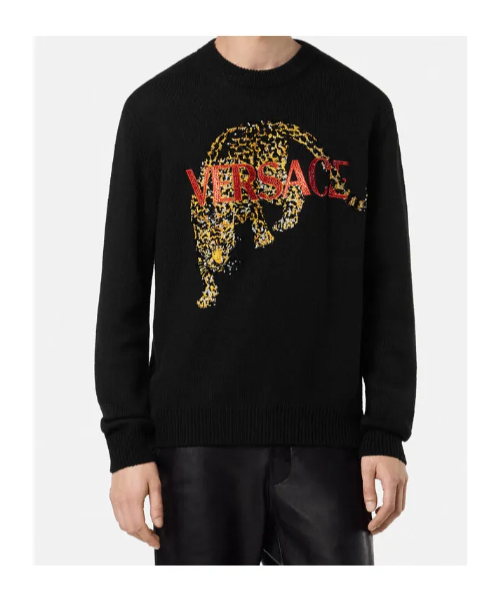Leopard Patterned Knitted Jumper