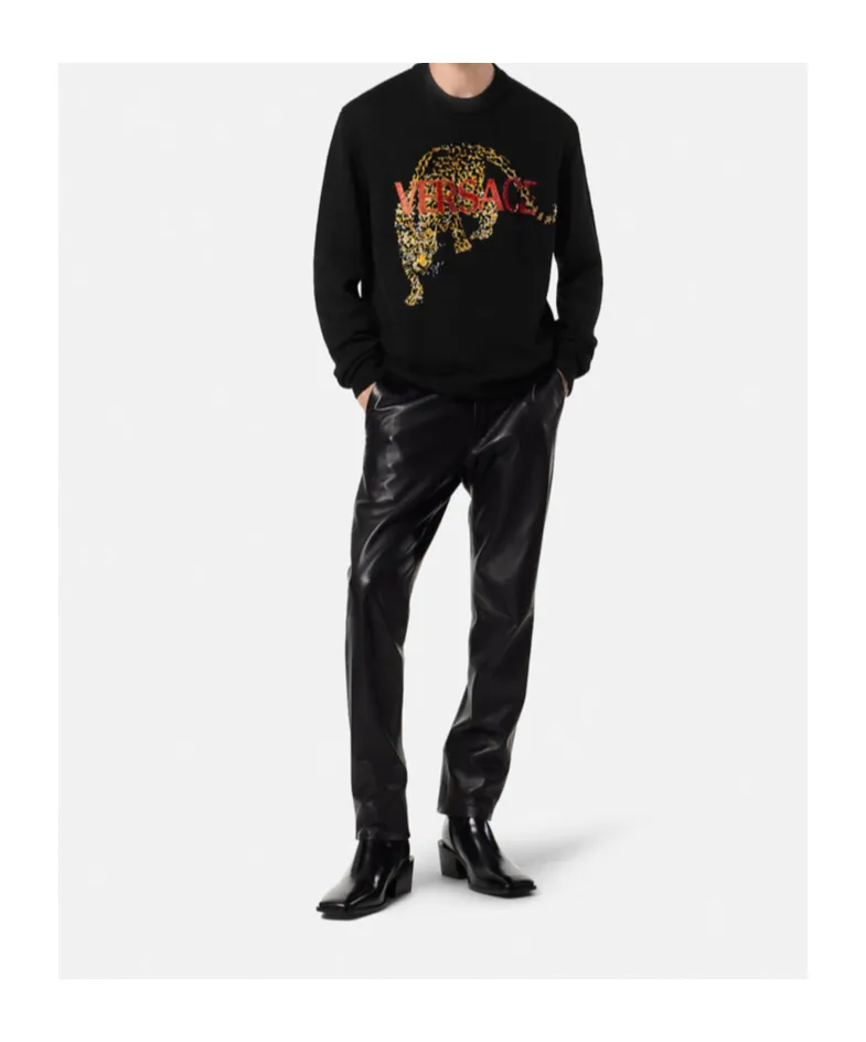 Leopard Patterned Knitted Jumper