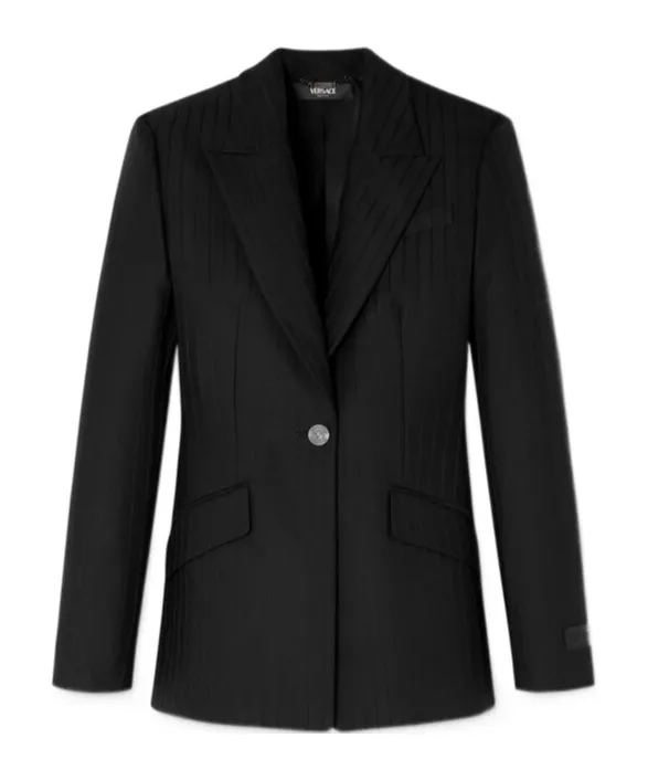 Pinstripe Single-Breasted Blazer