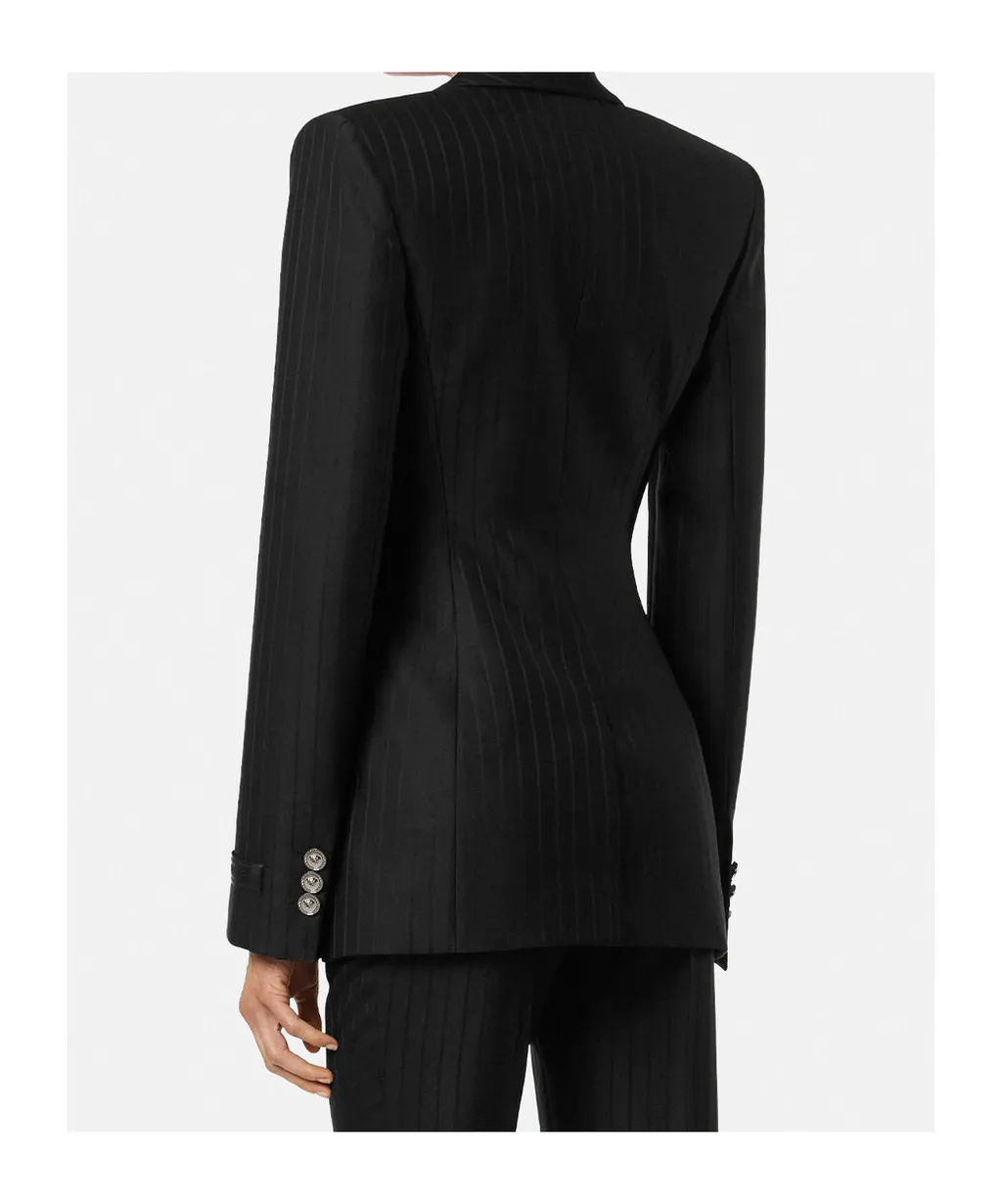 Pinstripe Single-Breasted Blazer