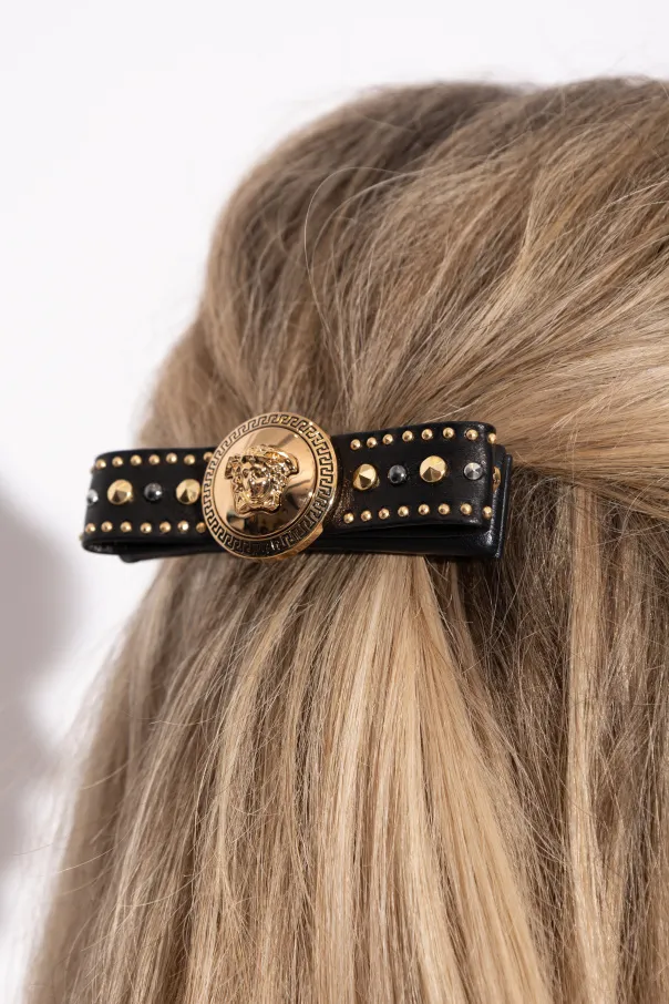 Medusa Studded Leather Hair Clip