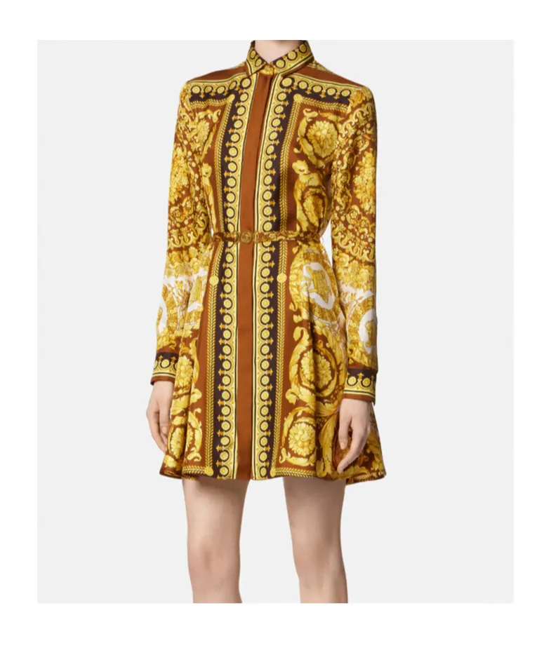 Silk Belted Mini Shirt Dress