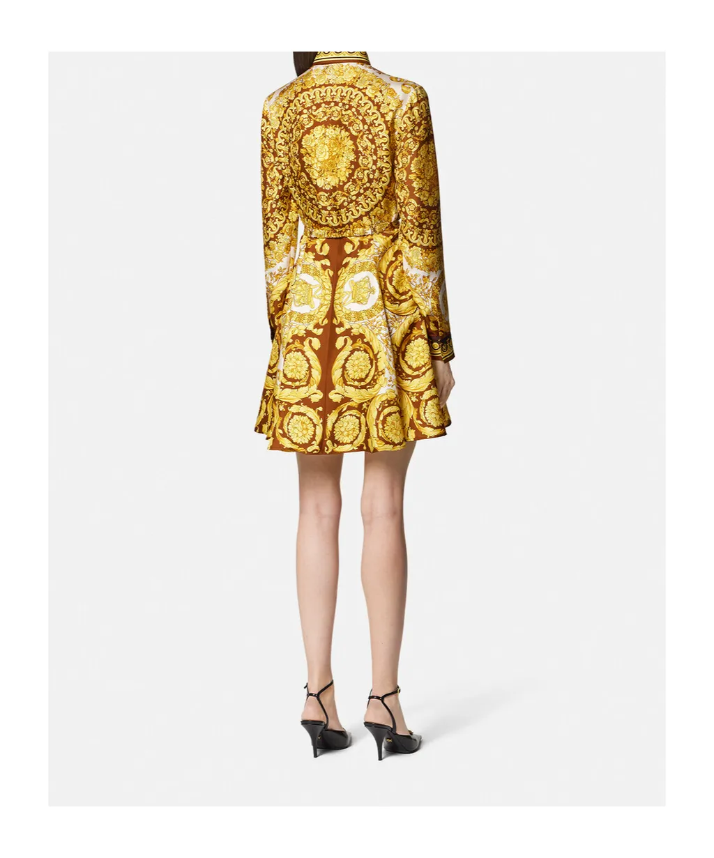 Silk Belted Mini Shirt Dress