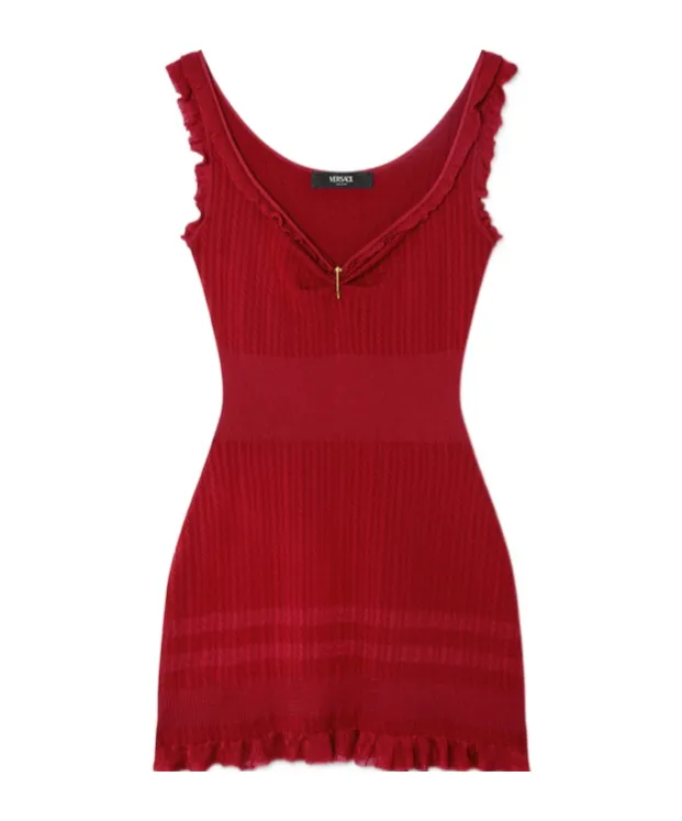 Ruffled Ribbed Dress