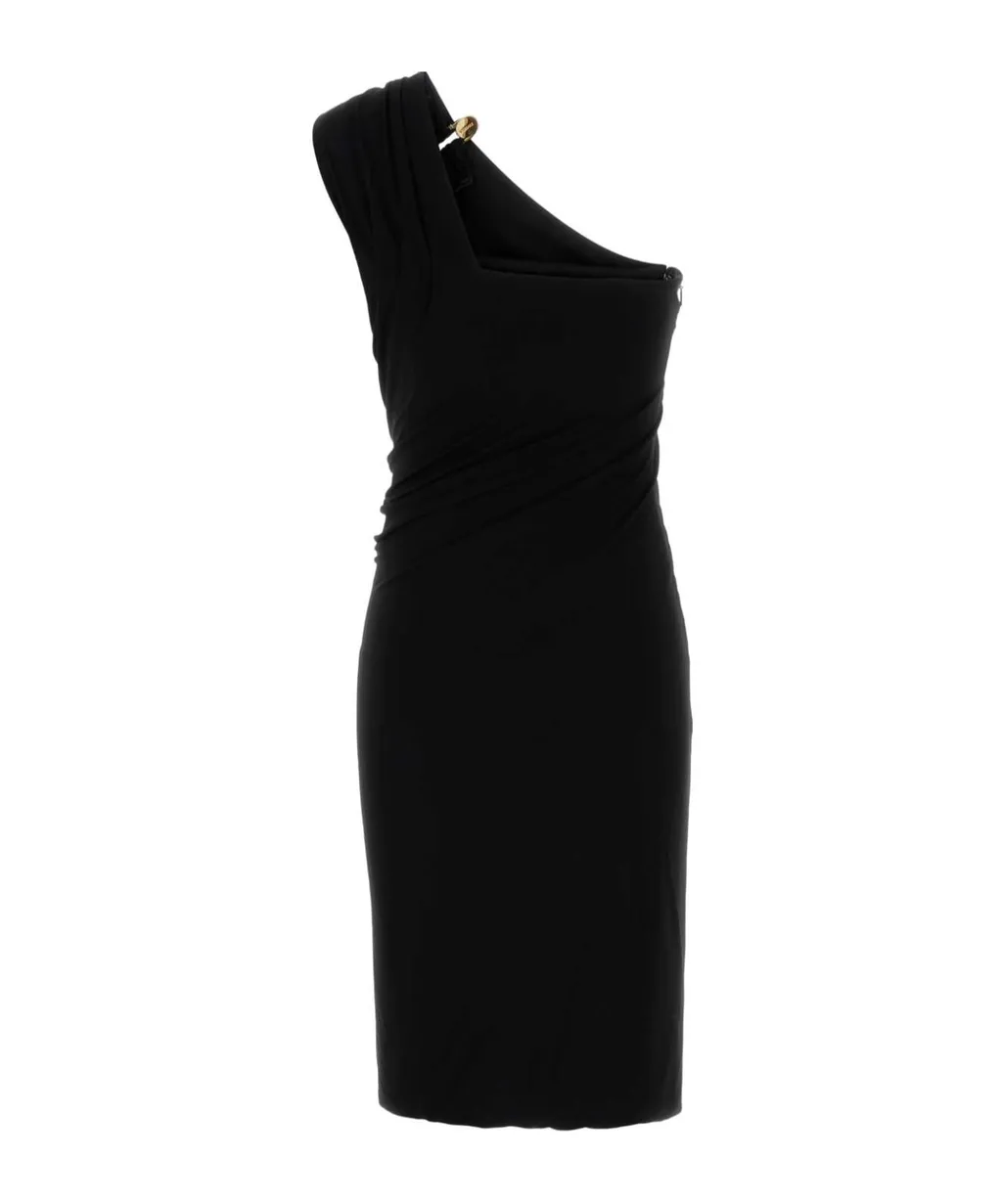 One-Shoulder Draped Midi Dress