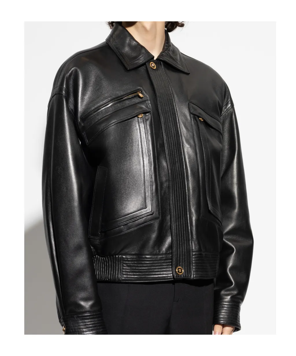Flap-Pocket Leather Jacket