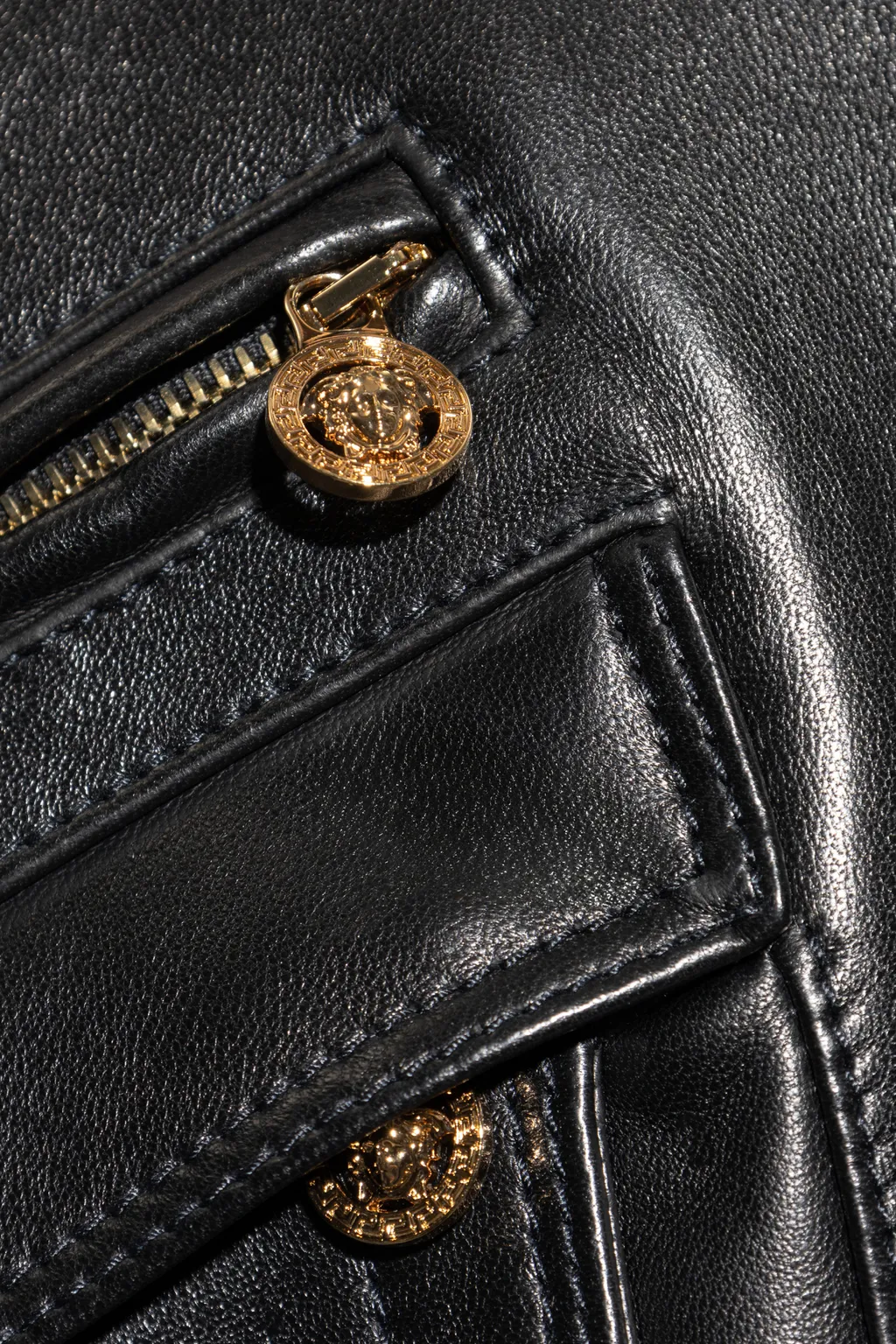 Flap-Pocket Leather Jacket