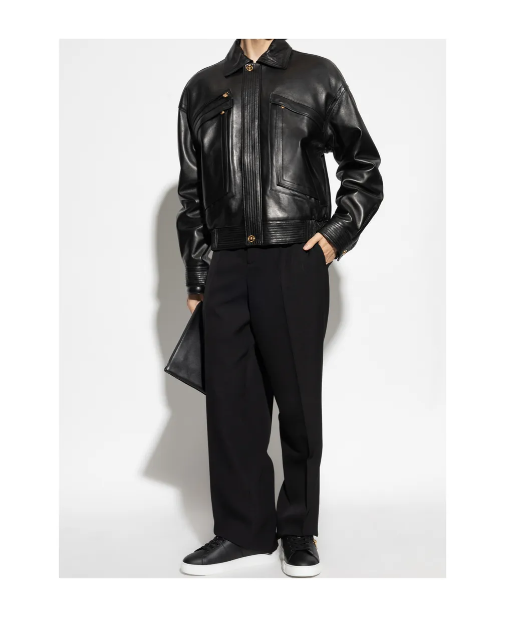 Flap-Pocket Leather Jacket