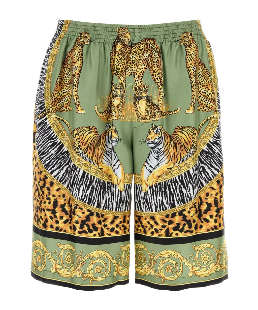 Printed Silk Bermuda Shorts