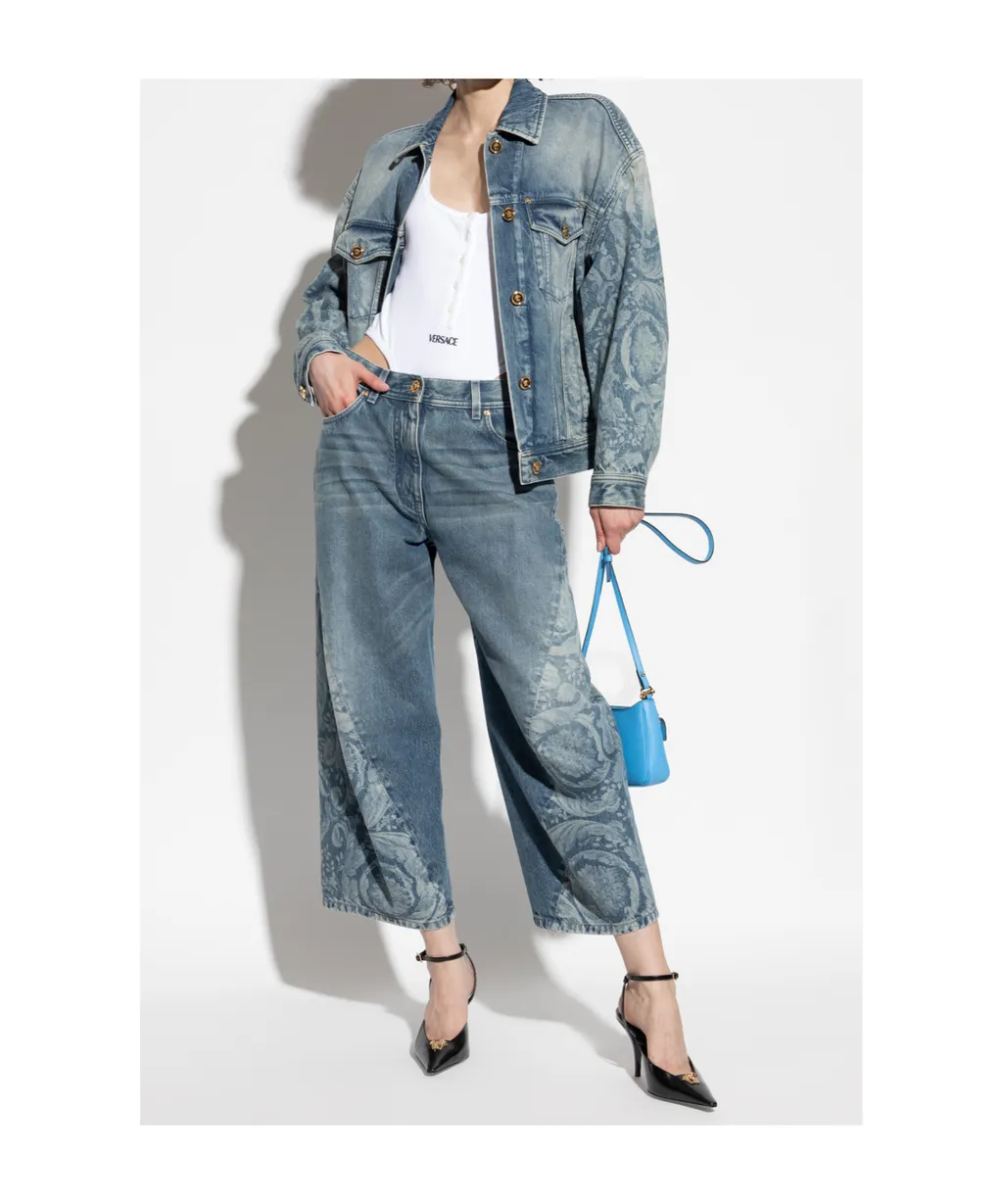 Floral-Print Denim Jacket