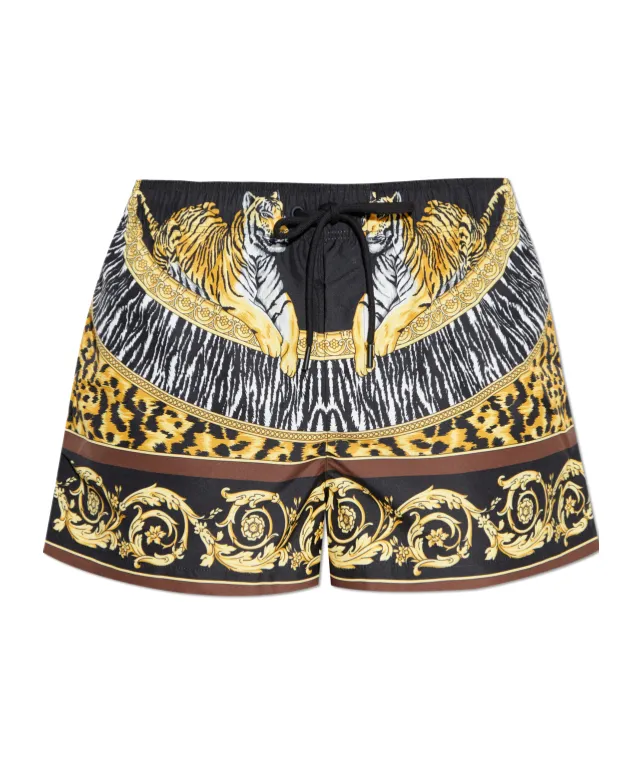 Tiger Baroque-Print Swim Shorts