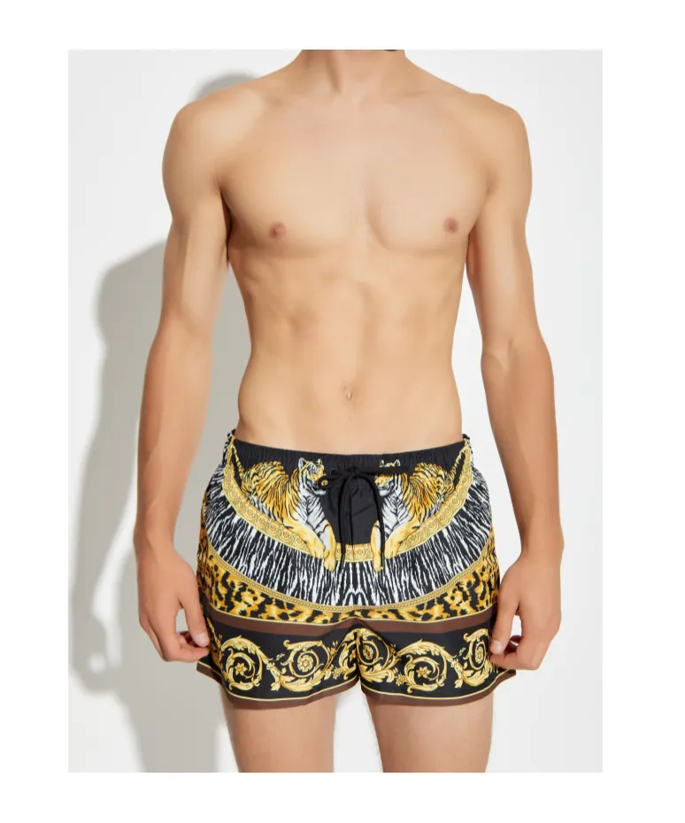 Tiger Baroque-Print Swim Shorts