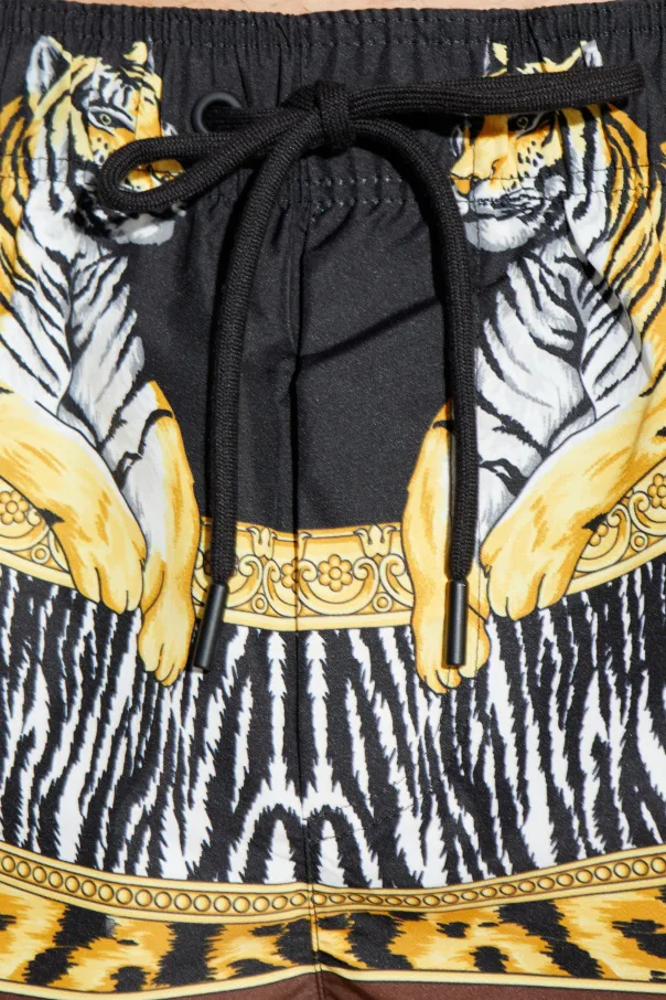 Tiger Baroque-Print Swim Shorts