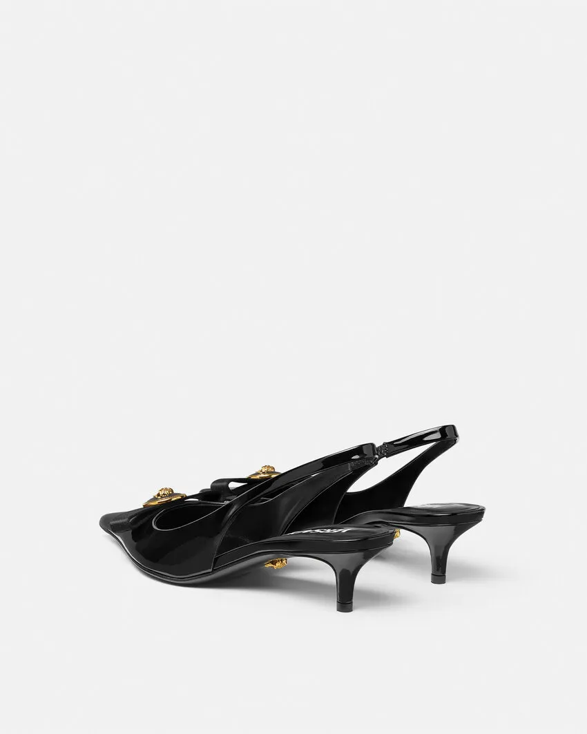 Gianni Ribbon Patent Slingback Pumps 45 Mm