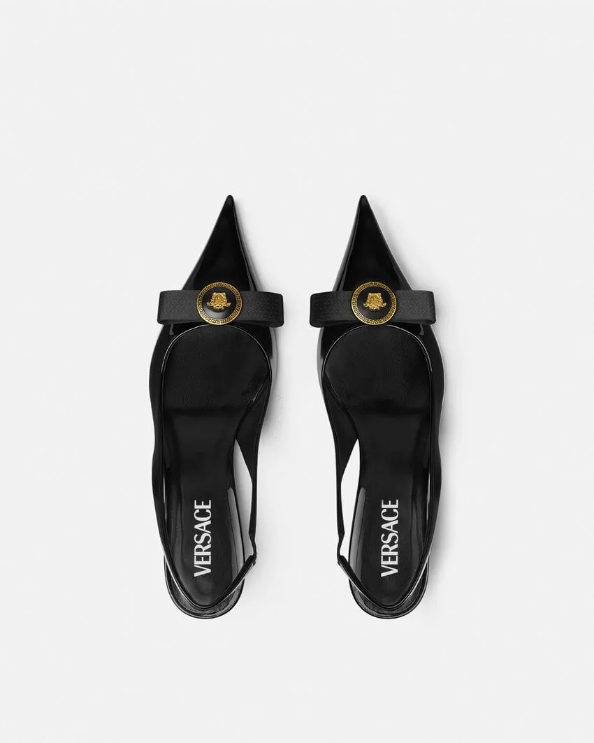 Gianni Ribbon Patent Slingback Pumps 45 Mm